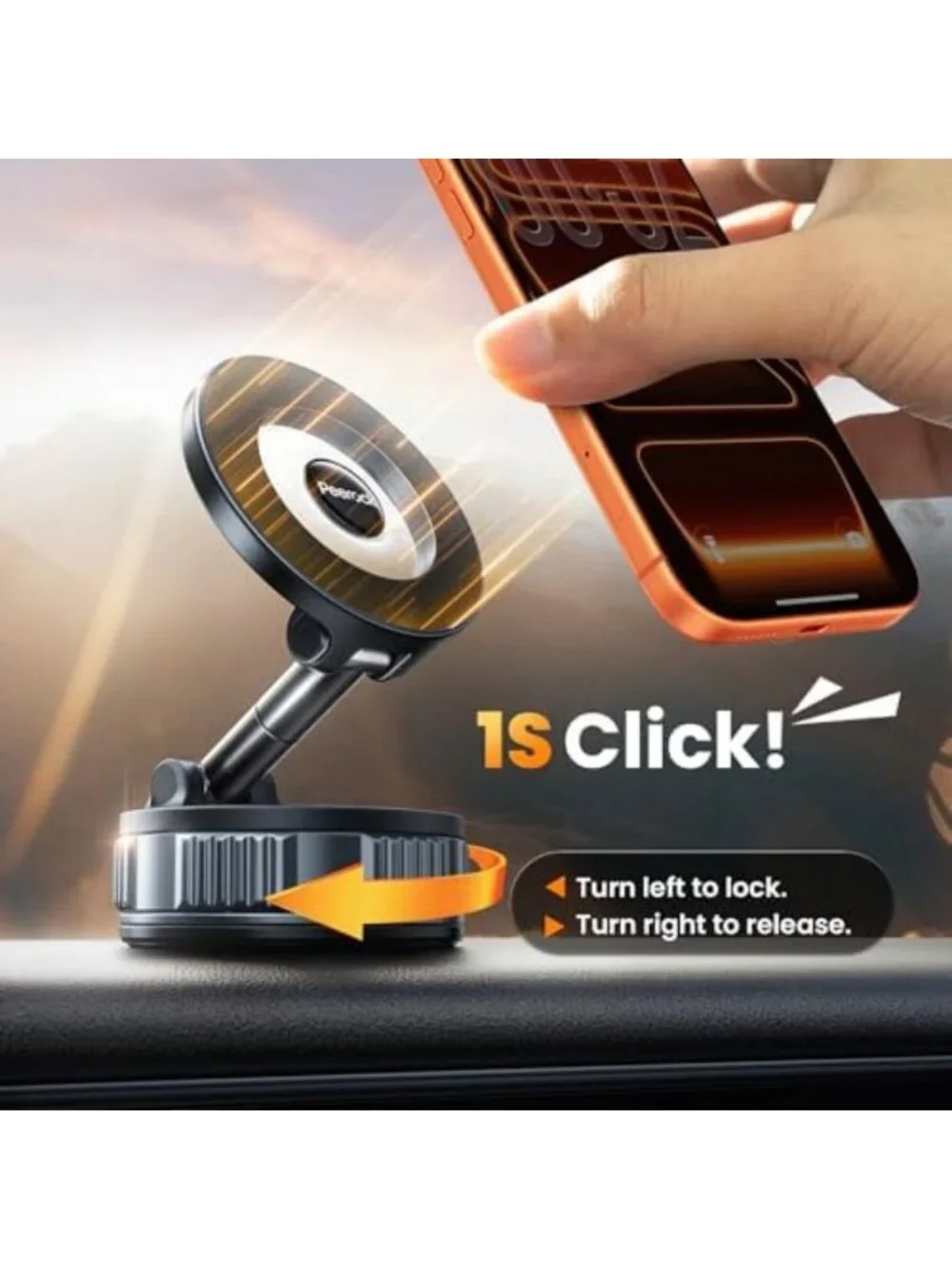 Strong Suction Magnetic Car Phone Holder - 360° Adjustable for iPhone 17-12 Pro